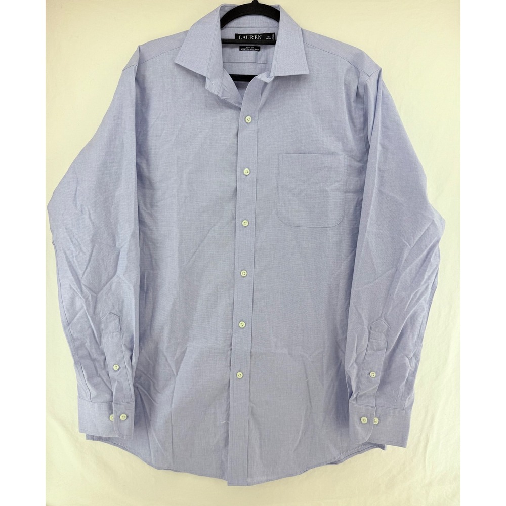 Lauren Ralph Lauren Black Label Mens Slim Fit Stretch Dress Shirt Blue 16 34/35